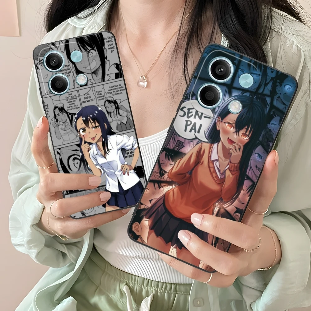 Hayase Nagatoro Anime Mobile Cell Phone Case for Xiaomi Redmi 14 13 13C 12 12C 10 10C A1 A2 A3 Plus 5G Black Phone Cover Shell