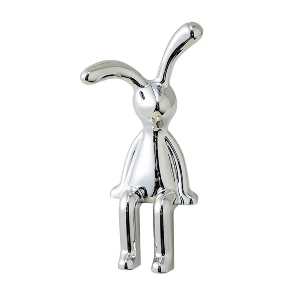 Desktop Bunny Decoration Long-eared Rabbit Decor Adorable Long Ear Bunny Figurines Uv Electroplated Sitting Rabbit for Car