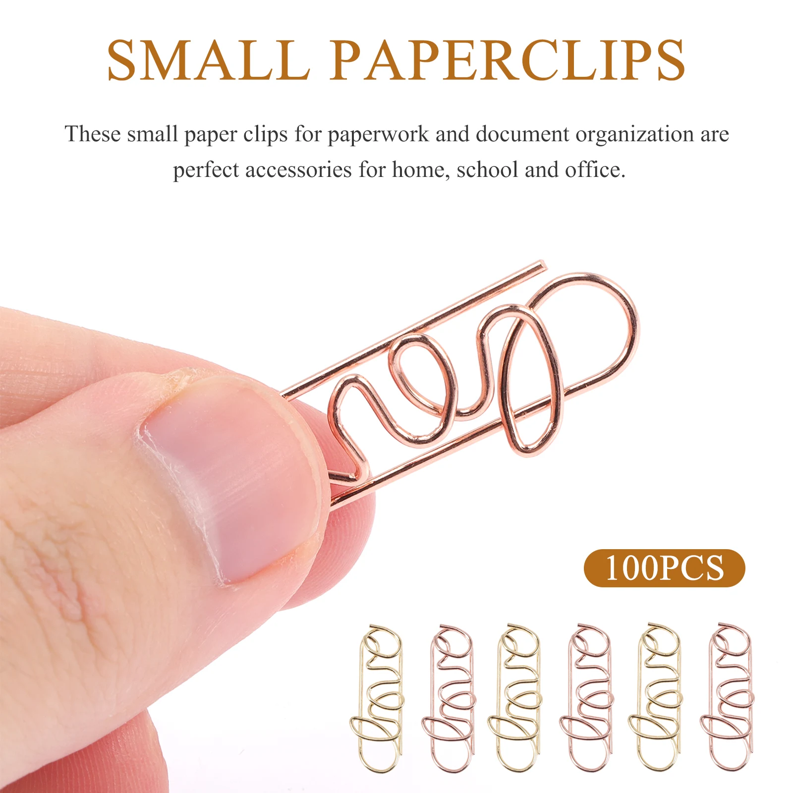 100pcs Love Shape Paper Clips Fun Colored Wedding Rose Gold Small Metal Bookmarks Planner Office Home School Organization