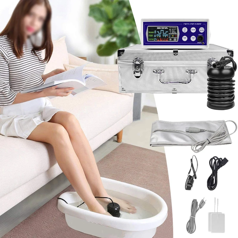 Machine de nettoyage ionique à système unique, poignées de corps de cellule ionique, machine de spa de pieds de bœuf avec poignées de ceinture chauffante, équipement de salon de spa d'd'effets des pieds