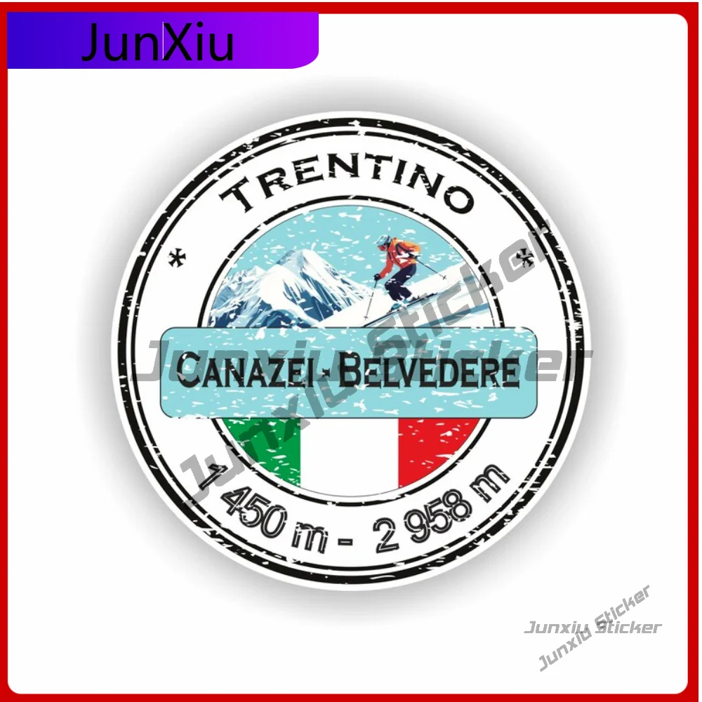 Canazei Belvedere Trentino Italy Italia Ski Snowboard Sticker High Quality Vinyl Decal For Motorcycle Helmet Weatherproof