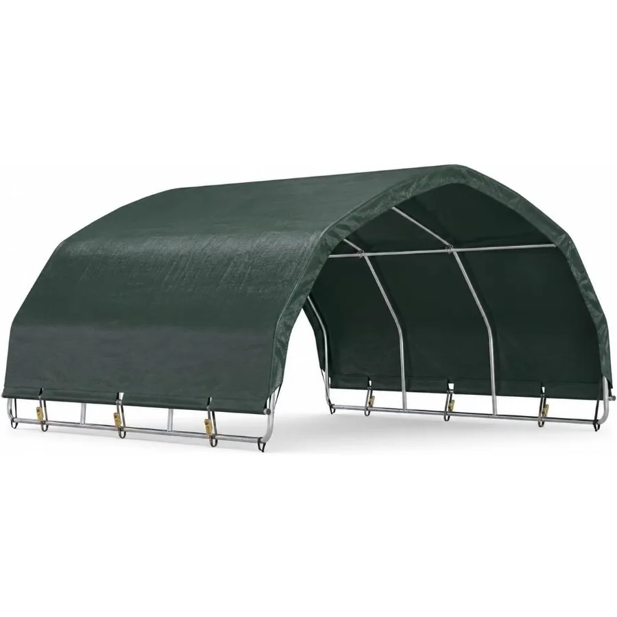 Feet Corral Shelter for Horses and Livestock: Outdoor Use, Heavy-Duty Steel Frame, Gray, Weather-Resistant Quick-Assembly