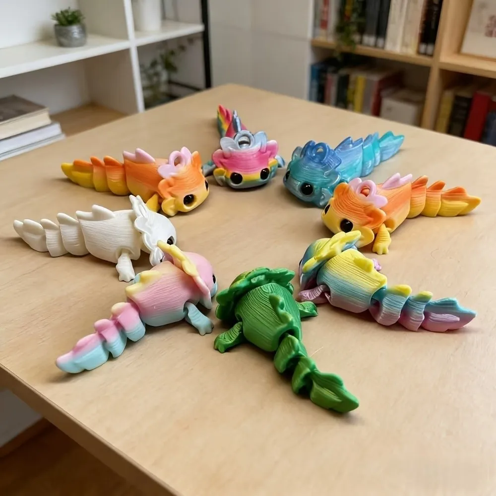 

8pcs Colorful Salamander Figurine Funny Creative Desk Decoration Flexible Joints 3D Printed Salamander Desk Decoration