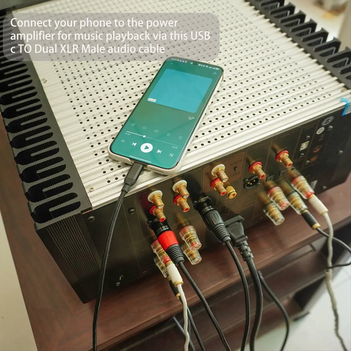 Bochara Type C Input to Dual XLR Male Output OFC Audio Cable for Speakers Amplifier Mixer 300cm
