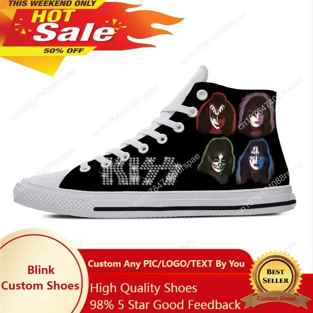 

Heavy Metal Rock Band Music Singer Kiss Fashion Casual Cloth Shoes High Top Lightweight Breathable 3D Print Men Women Sneakers