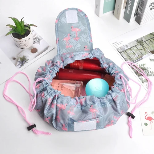 Bolsa de cosméticos con cordón para mujer, bolsa de maquillaje de viaje, Simple de usar, portátil, de gran capacidad, impermeable, estuche de belleza