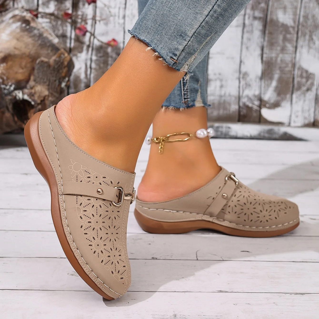 Damen-Halbschuhe: Leichte, modische Outdoor-Watschuhe für Mütter mittleren Alters – Sommer-Sandalen für Frauen – Detail 12