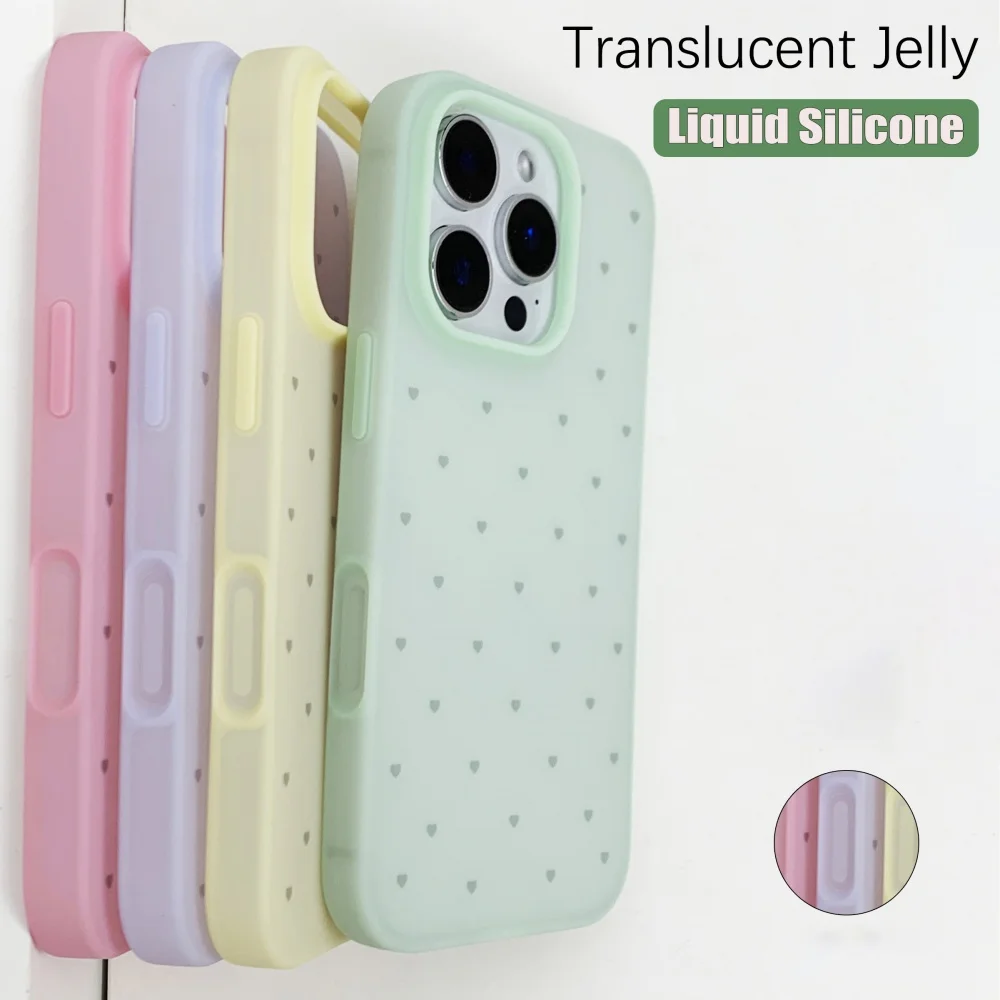 Funda de silicona líquida de gelatina translúcida para iPhone 16 15 14 13 Pro Max 16Pro 16ProMax cubierta de parachoques de goma mate caramelo a prueba de golpes