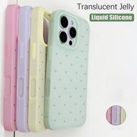 Translucent Jelly Liquid Silicone Case for iPhone 16 15 14 13 Pro Max 16Pro 16ProMax Candy Matte Shockproof Rubber Bumper Cover