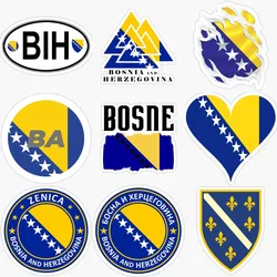 BIH Bosnia and Herzegovina Flag Emblem Creative PVC Accessories Stickers for Decorate Car Wall Bicycle Table Helmet Bumper