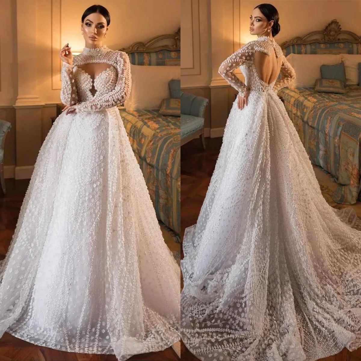 

Gorgeous Sexy A Line Wedding Dresses Lace Applique Backless Cap Sleeve Sweetheart Pearl Bridal Gown Sweep Train Robes De Vestido