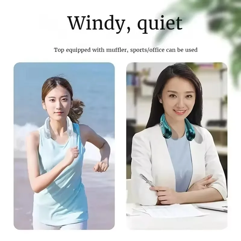 TINSOL New ceiling fan USB rechargeable portable small fan students office sports digital display ceiling fan hanging neck fan image 2