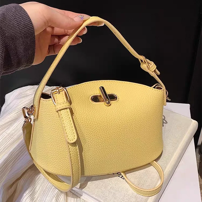 

Brand Women's Fashion Handbag Versatile Soft Shoulder Messenger Bag 2025 Super Hot Niche Yellow Portable Bucket Bag Women's Bag