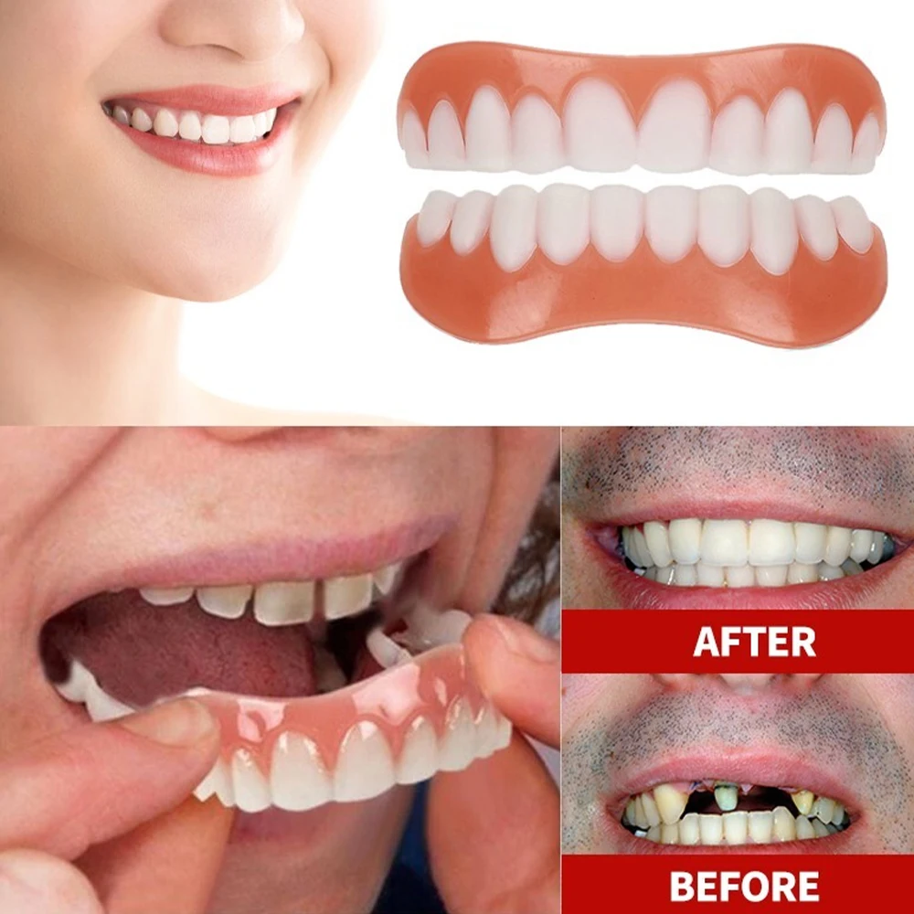 2026 New Teeth Silicone Kit Fill Tooth Gaps Orthodontic Upper Lower FakeTeeth Soft Decorative Comfortable RealisticDenture Set