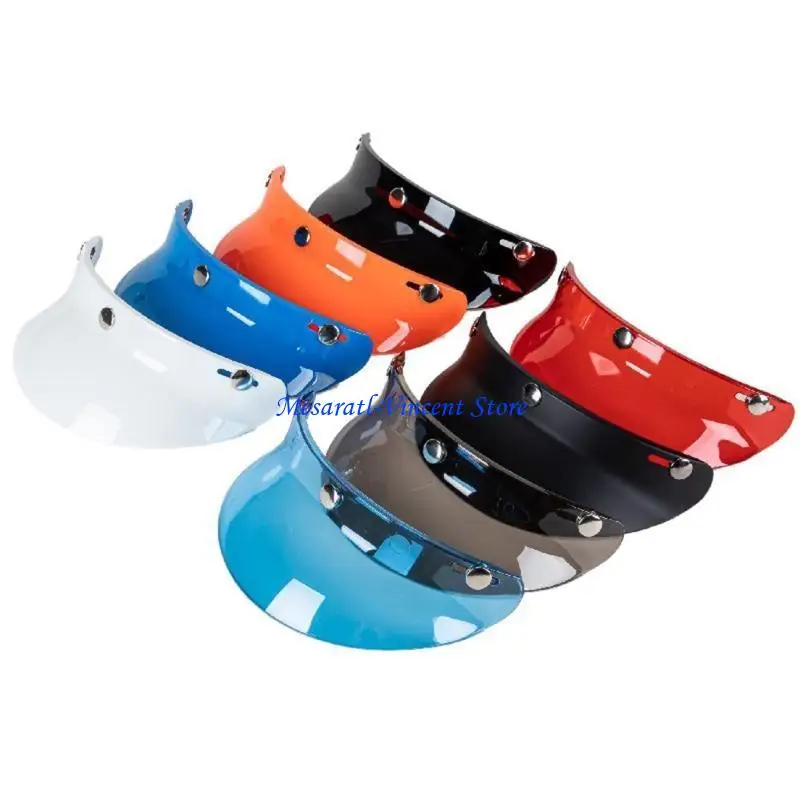 

A70F Motorcycle Helmet Bubble Visor Wear Resistant Fits for 3-snap Helmet Accessories