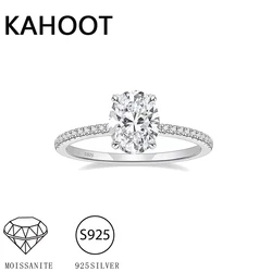 925 Sterling Silver 2 Carat Moissanite Oval Ring Fashion High-End Design Light Luxury Niche Girlfriend Mother Lady Birthday Gift