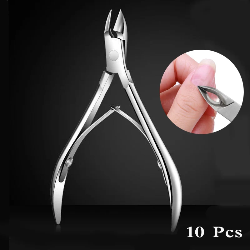 

10 Pcs/Lot Wholesale Nail Cuticle Scissors Stainless Steel Manicure Dead Skin Remover Nail Nippers Sharp Manicure Cleaning Tools