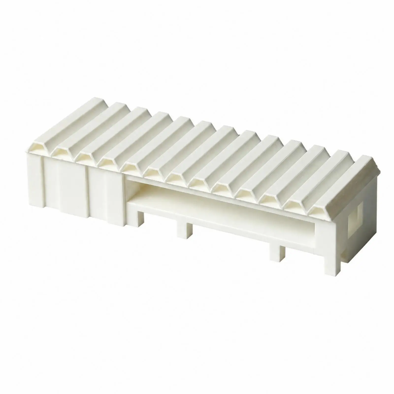 Detailed Airport Terminal Building Miniature with Ribbed Roof for Hobbyists Model Train Scenery Display