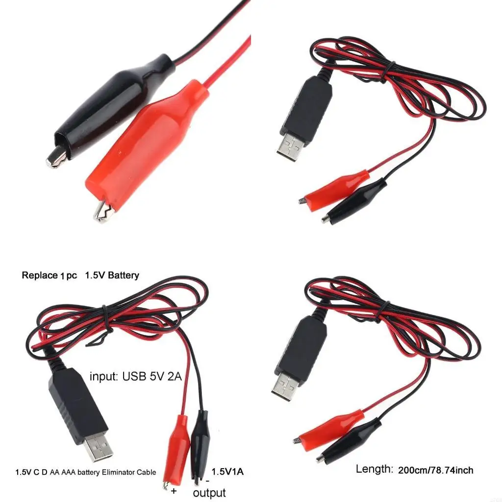 AA LR6 AAA LR03 C LR20 D Size Battery 1.5V 1A USB Power Supply Cord Can Replace 1x 1.5V Battery 200cm