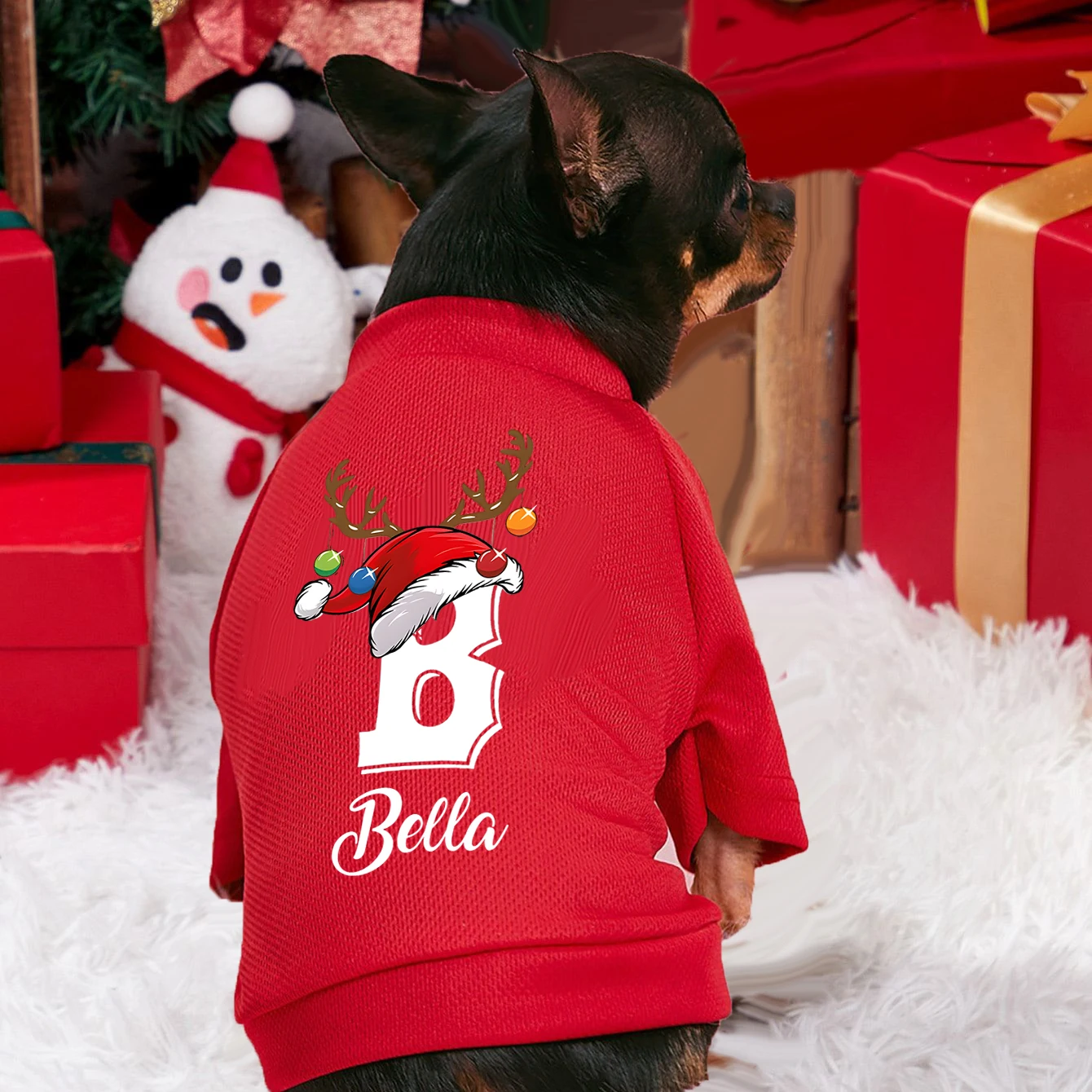 Personalised Christmas Pet Dog Clothes Custom Name Dogs Winter Warm Hoodies French Bulldog for Puppy Medium Dog Clothing Gift