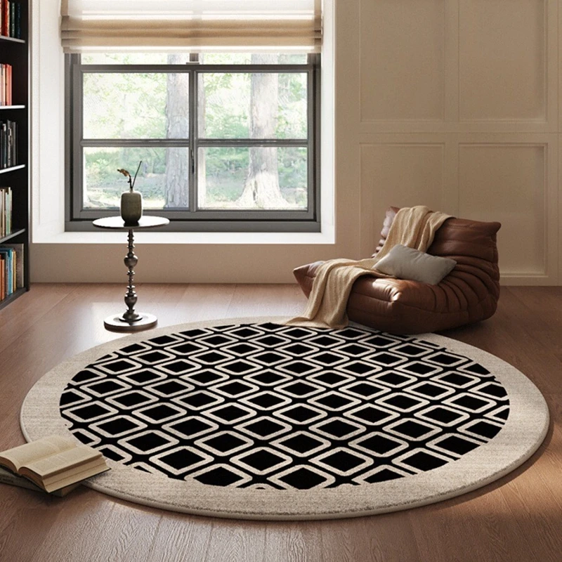 Retro Style Bedroom Decor Round Carpet Thick Plush Lounge Floor Mat Fluffy Soft Study Rug Light Luxury Carpets for Living Room