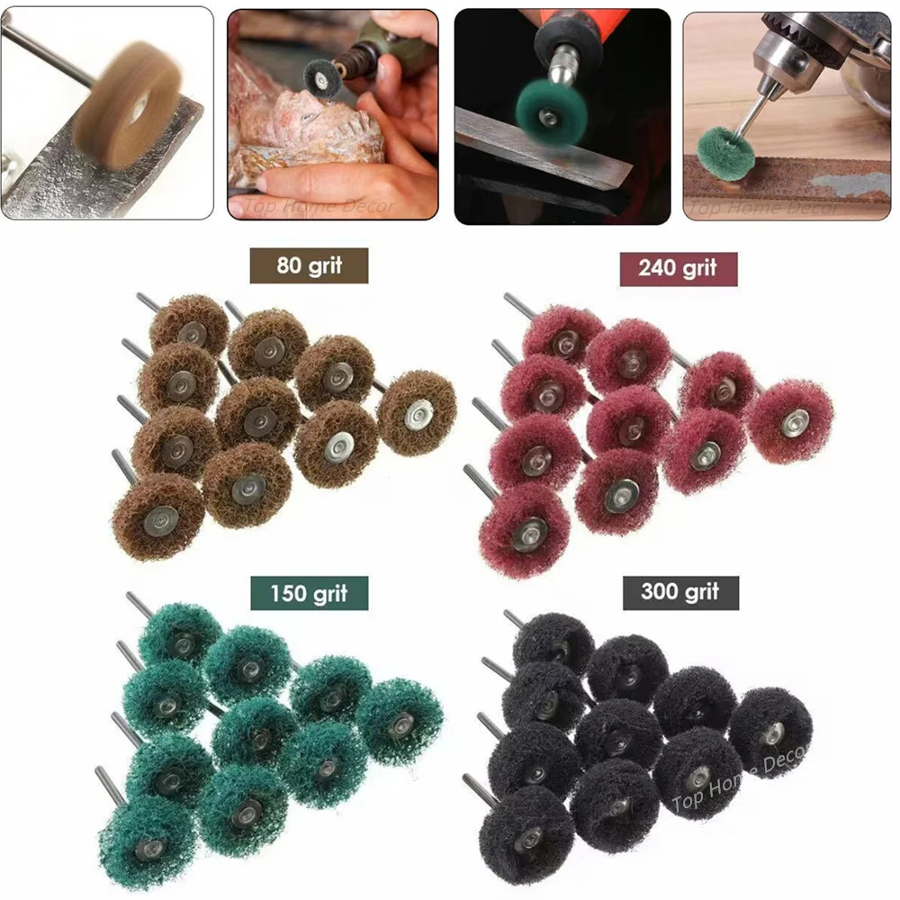 50pcs Drill Abrasive Brush Nylon Buffing Polishing Wheel 2.35mm Shank for Dremel Rotary Hand Tool Accessories Set Rust Remover