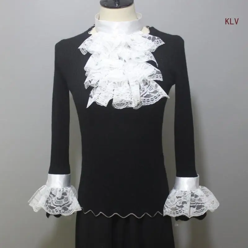 

Eye Catching Wrist Cuffs Jabot Collar Lightweight Ruffled False Sleeves Bride Wedding Dress Shirt Wrist Cuffs Breathable