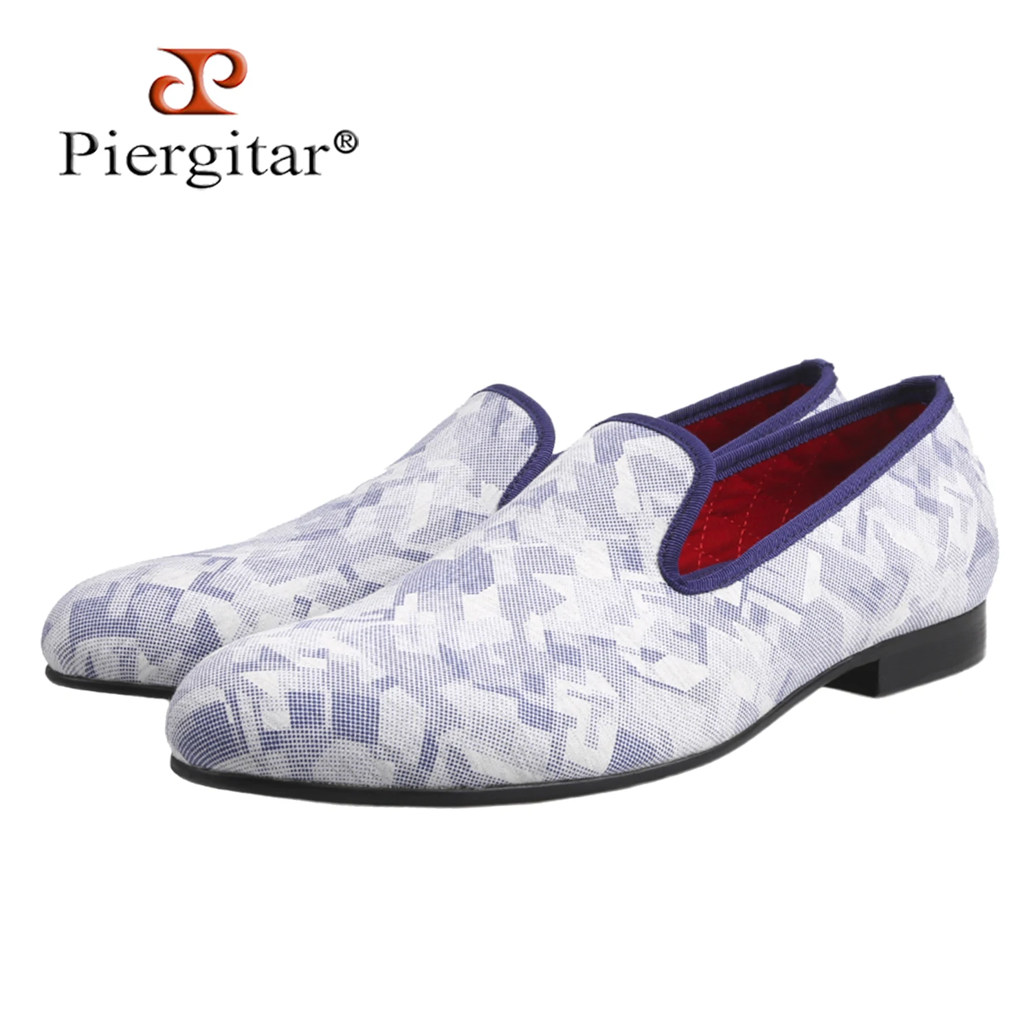 

Мужские лоферы Piergitar в британском классическом стиле, сине-белые, из камуфляжной ткани, для официального/повседневного образа, большие размеры, без застежек