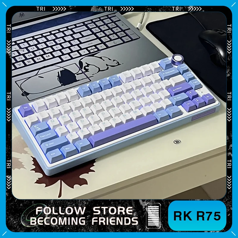 

RK R75 Mechanical Keyboard WirelessThree-mode Bluetooth 2.4G Wired Keyboard RGB Hot-swap PC Gift Office E-sports Game Keyboard