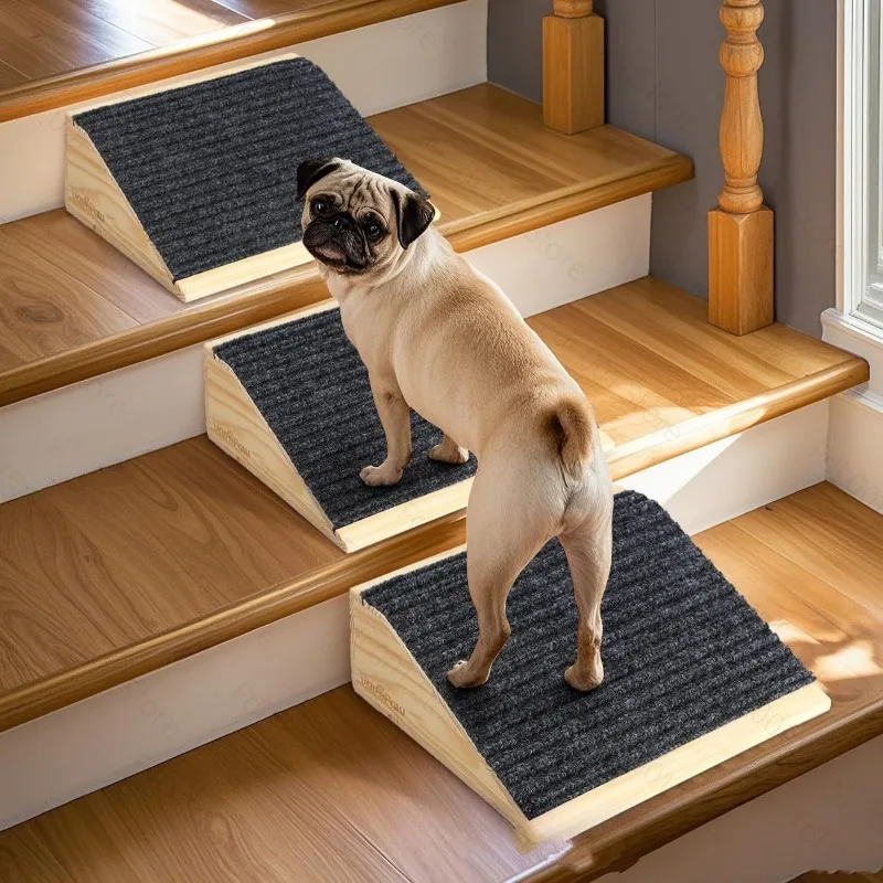 Wooden dog climbing Pet uphill stairs Small dog Low angle cat Pet ramp Dog climbing stairs