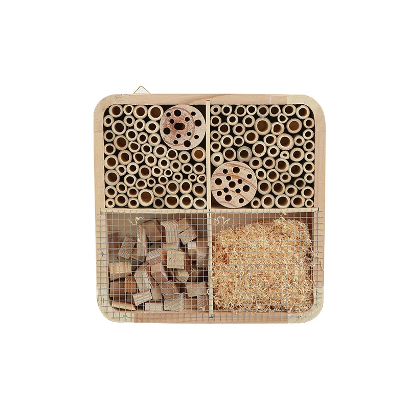 Square Butterfly Wood Insect Habitat Hanging Insect Hotel Garden Wooden Bee And Insect House