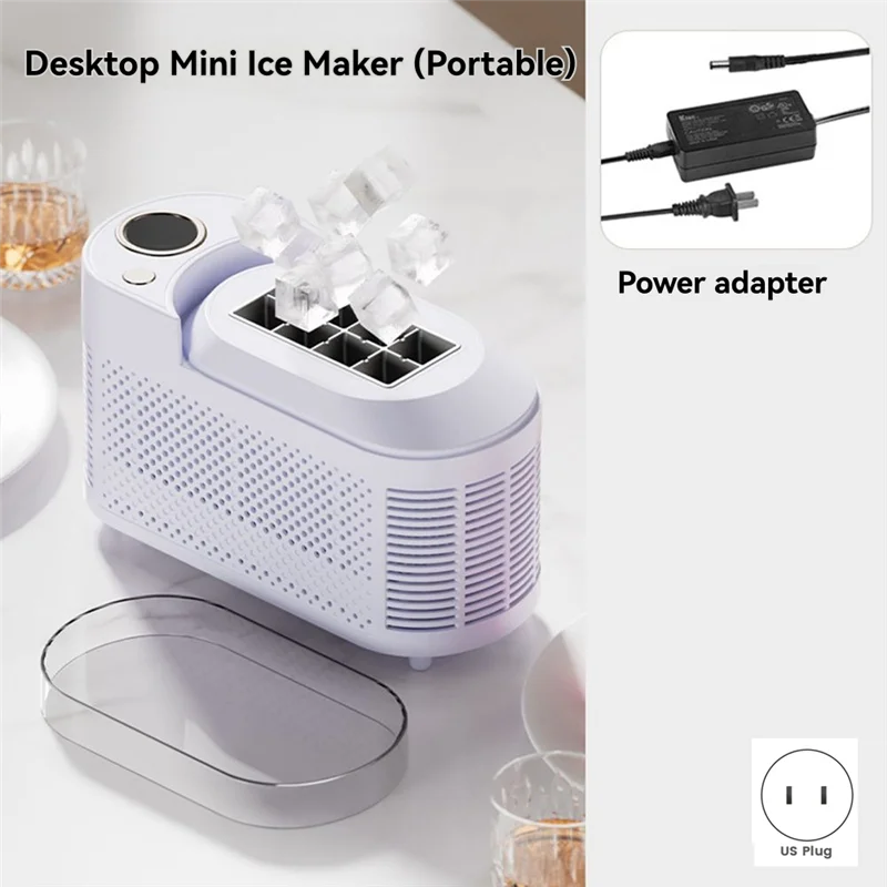 

AC39-Desktop Small Ice Maker Mini And Convenient Home And Office Camping Car Cube Ice Making Automatic Ice Box US Plug