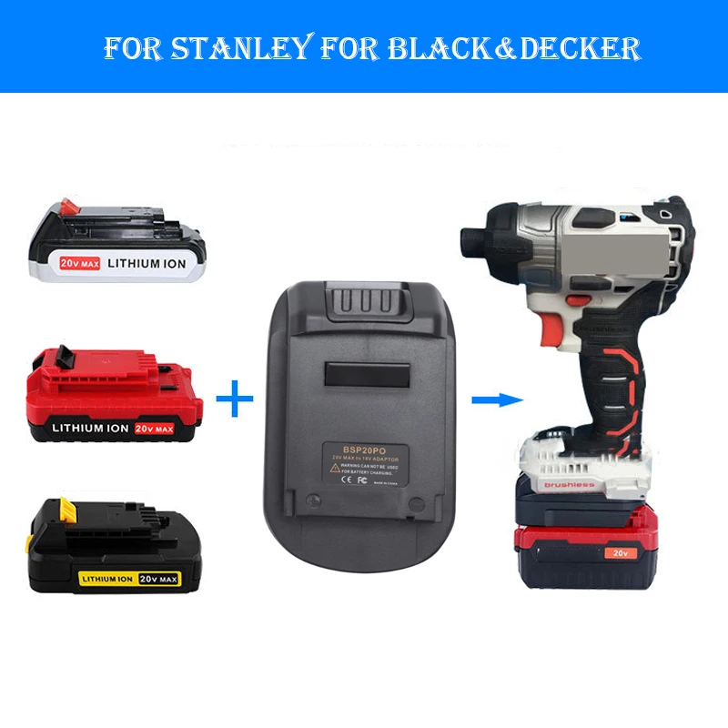 For Stanley For Black&Decker 20V Lithium Battery for Porter Cable 18V Power Tool BSP20PO Battery Adapter PC18BLX PCC680L PC18B