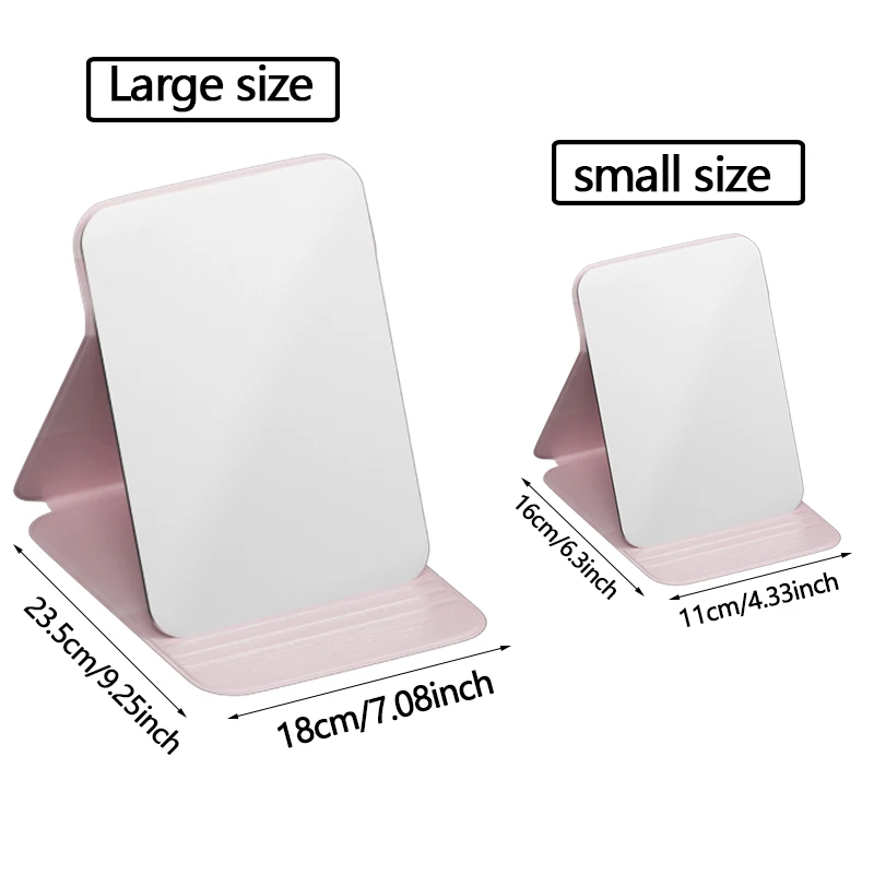 1 piece small/large portable folding makeup mirror, desktop mirror, space-saving, high-definition mirror surface, suitable for student dormitories, home dressing tables, and office workers