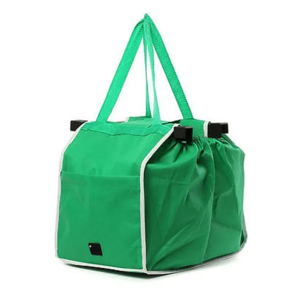 Foldable Tote Handbag Large Trolley Clip-to-cart Grocery Reusable Shopping Bags Food Storage Bags Clip-To-Cart Supermarket Bags