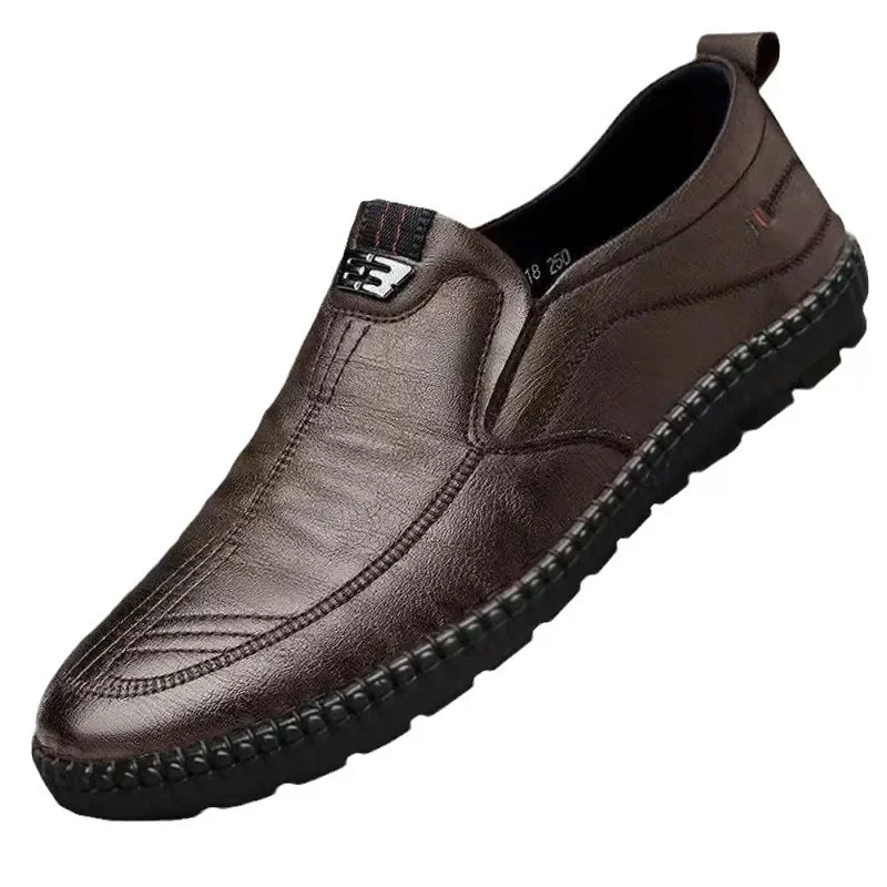 Sapatos de couro para homens, sapatos baixos casuais, sapatos confortáveis de escritório, resistente ao desgaste, para dirigir