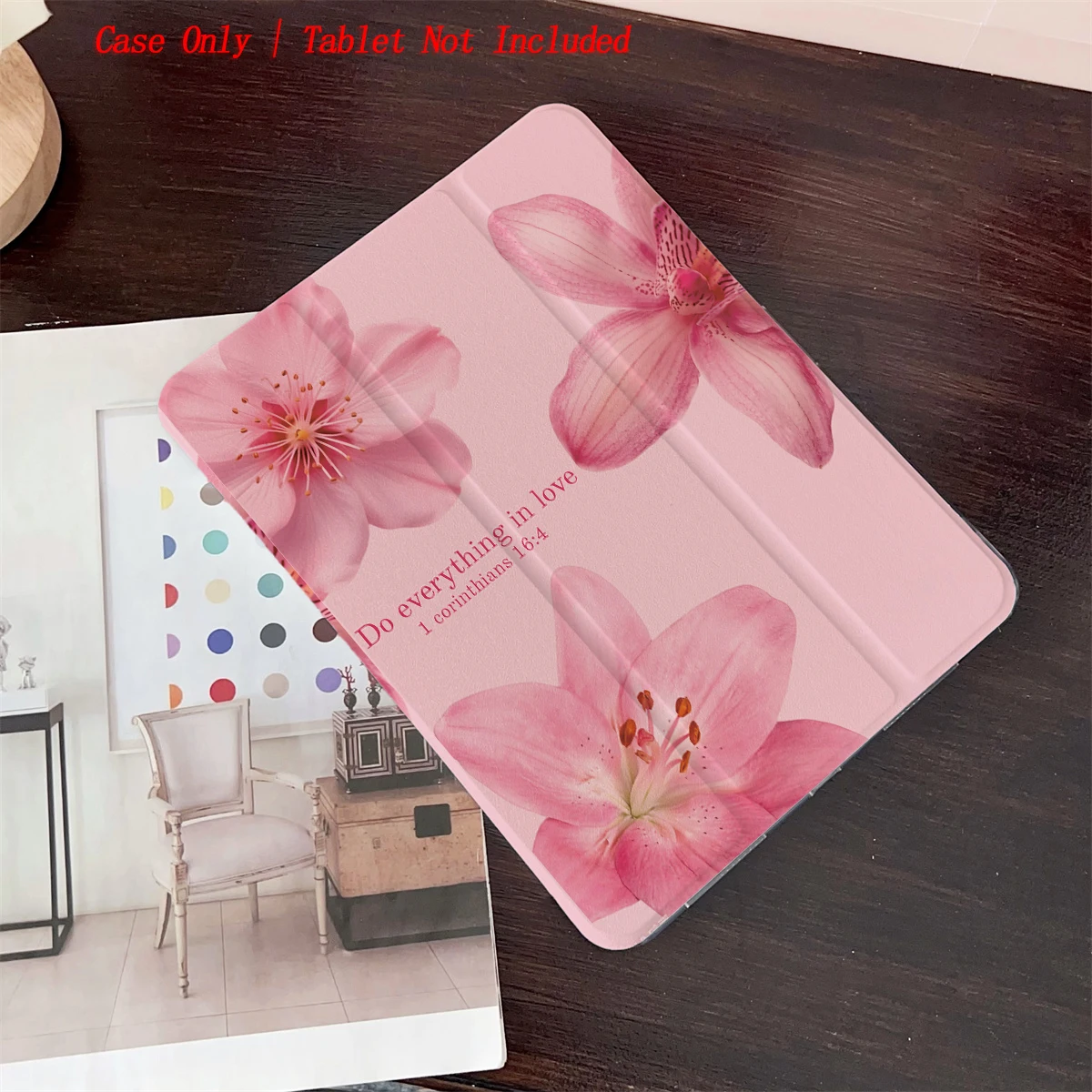 8 Fresh Style Printed iPad Case, 360° Rotating Stand & Pen Slot,Book Style, Auto Sleep/Wake, Compatible with Various Apple iPads