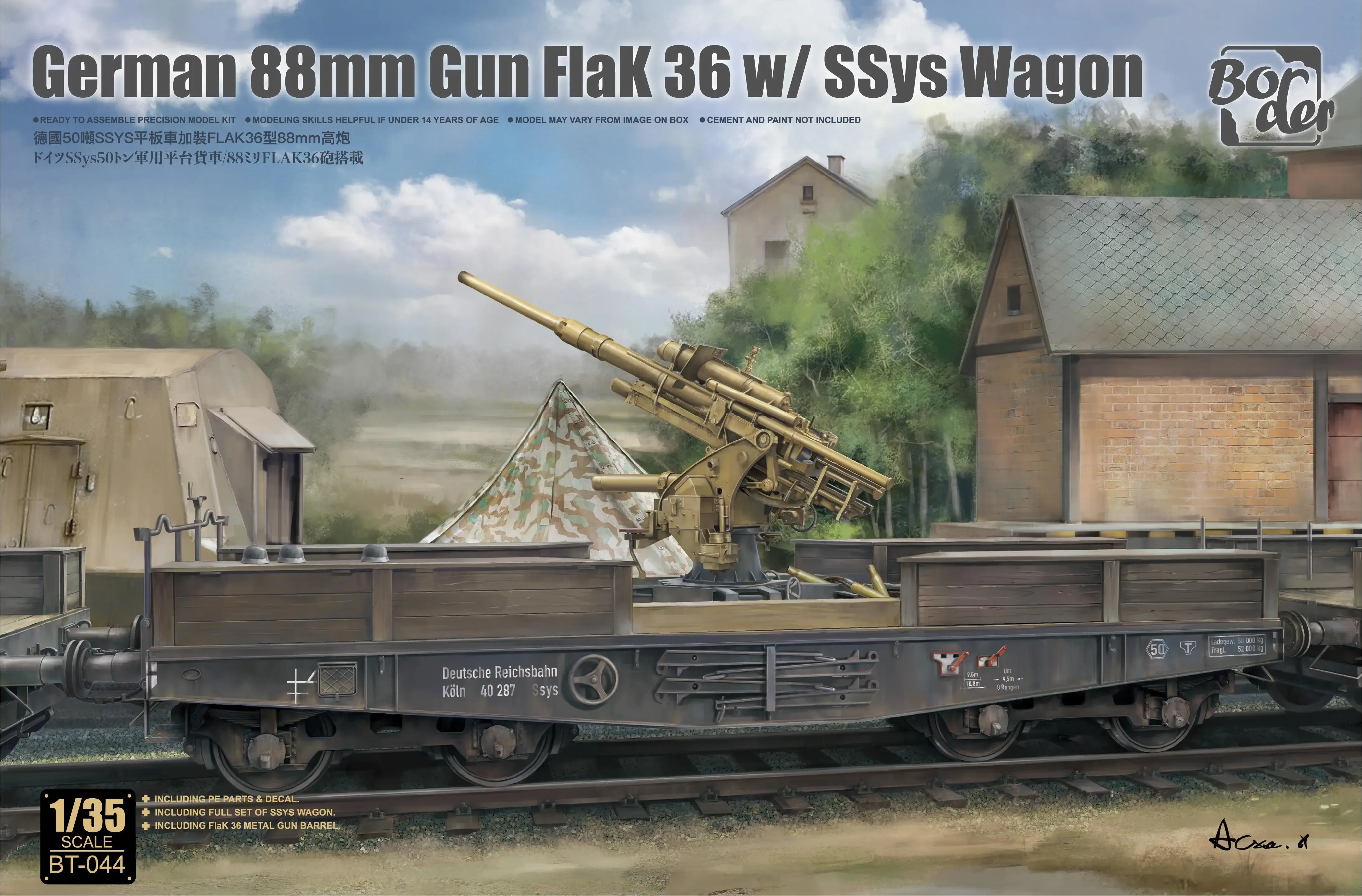 

Border BT-044 1/35 Scale German 88mm Gun Flak 36 W/SSys Wagon Plastic Model Kit