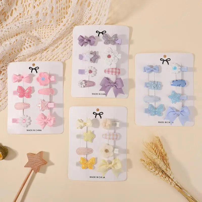 8 Stück Niedliche Frische Haarspangen mit Schleife, Langlebige Blumen- und Stern-Haarklammern für Kleinkinder und Mädchen, Geburtstagsgeschenke – Detail 7