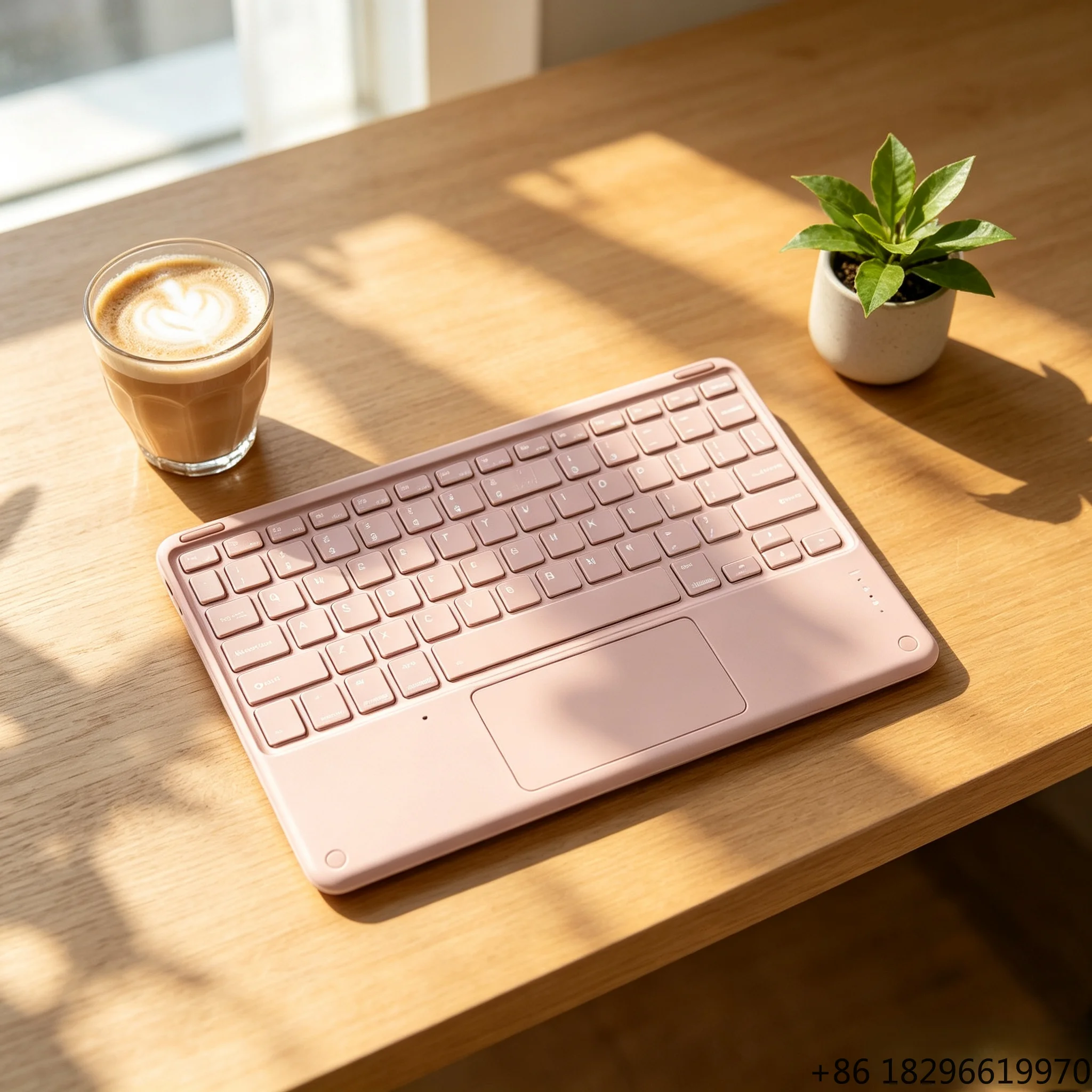 Pink Wireless 5.0 Full Size Keyboard Touchpad USB-C LED Backlit Universal Tablet Keyboard Fit 10.2 10.5 Inch Pad