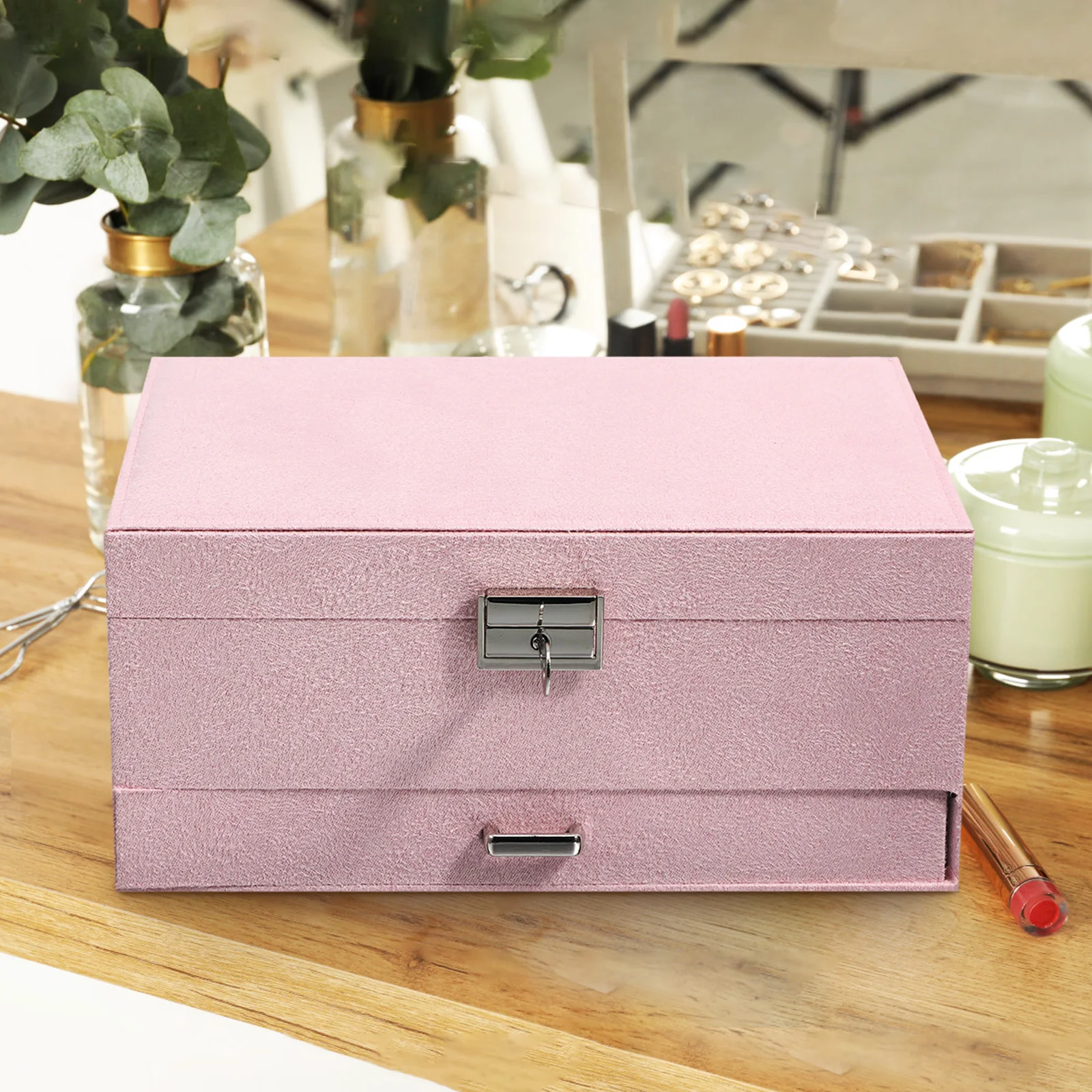 

Multi-Layer Jewelry Organizer Box Soft Suede Drawer Style Jewelry Storage for Necklaces Rings Bracelets Trinket Box