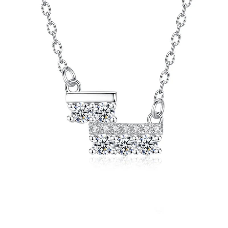 925 Sterling Silver 5 Moissanite Horse Pendant Necklace for Women, Light Luxury Clavicle Chain, Fashion Jewelry Gift