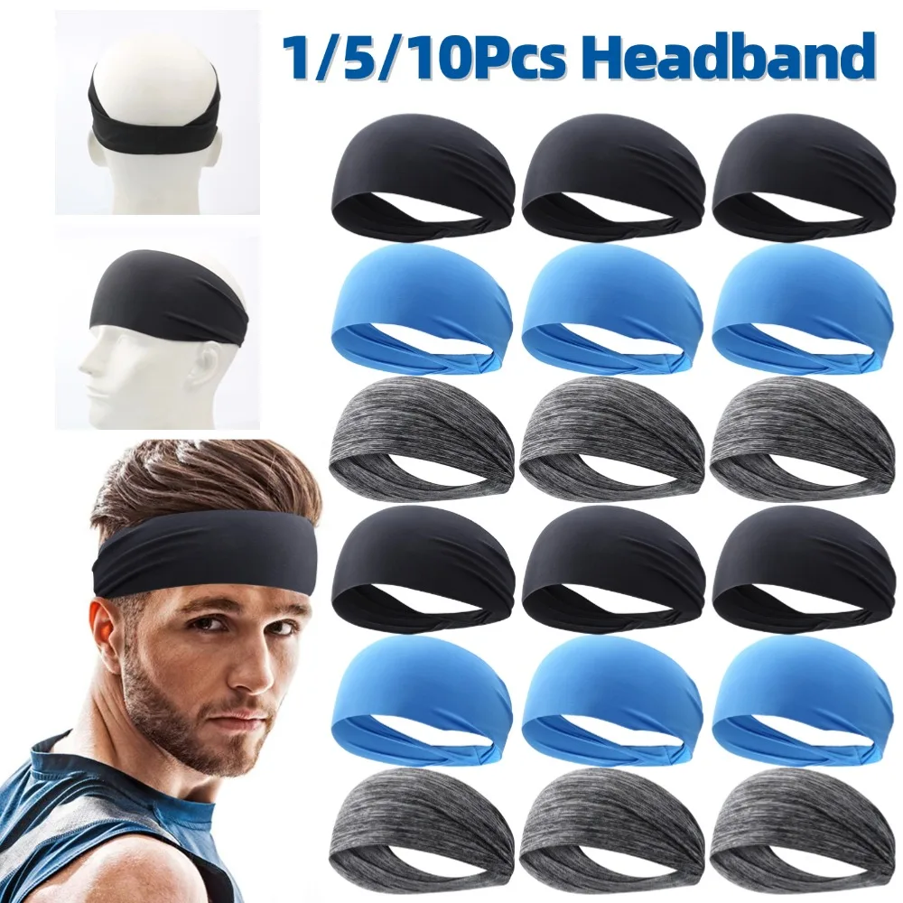 

1/5/10PCS Elastic Sports Headbands Sweat Absorption Quick Dry Anti-slip Breathable Sweatbands for Yoga Running Workout Headband