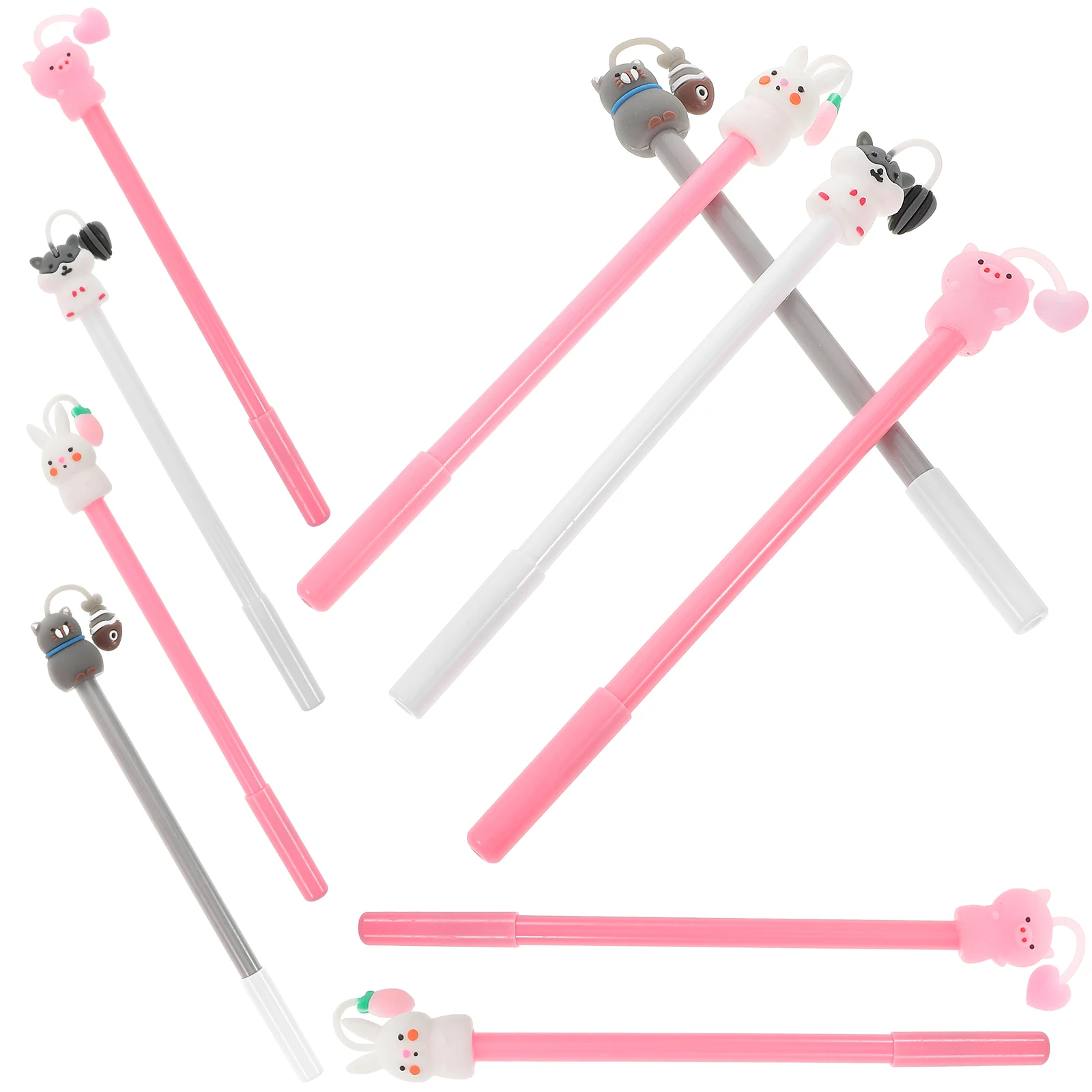 

10 Pcs Cute Pet Gel Pen Cat Cartoon Multicoloured Ballpoint Pens Animal for Kids Writing Party Favors