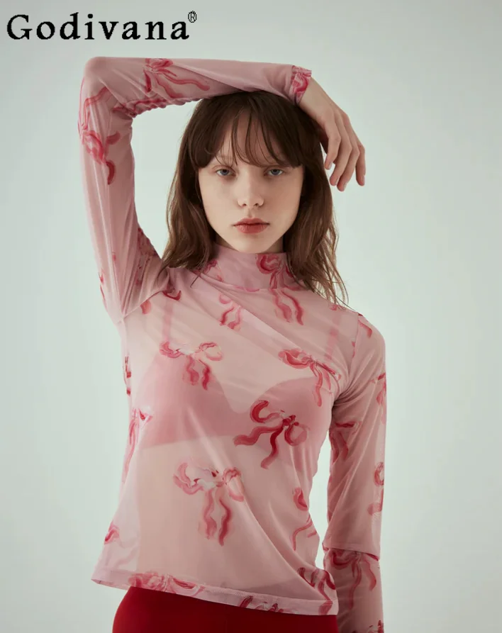 

Japanese Fashion Sweet Tops Summer New 2025 Girls Women Slim-Fit Basic Casual Long-sleeved T-Autumn Shirt Daily Thin Pullover
