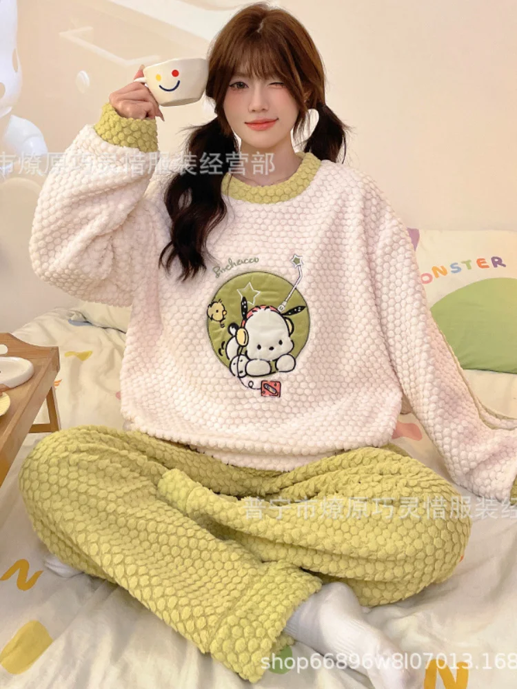 

Горячие аниме Kawaii Cinnamoroll женские пижамы с героями мультфильмов Pochacco пижамы студенческие пижамные комплекты милая девушка зимняя теплая одежда для сна