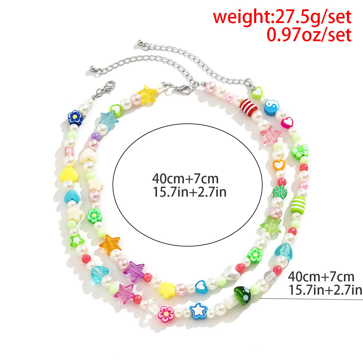 Neue Koreanische Mode Simulierte Perlen Halskette Für Frauen/Männer Böhmen Bunte Geometrische Obst Blumen Kette Halsband Kpop Schmuck – Detail 19