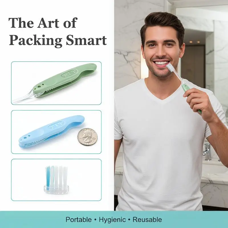 Travel Folding Toothbrush Foldable Compact Design Brush for Outdoor Hiking Camping Portable Convenience