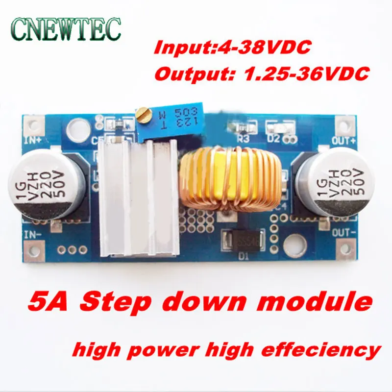 5A DC-DC step down module 4-38VDC to 1.25-36VDC high power high effeciency low ripple with power indicator