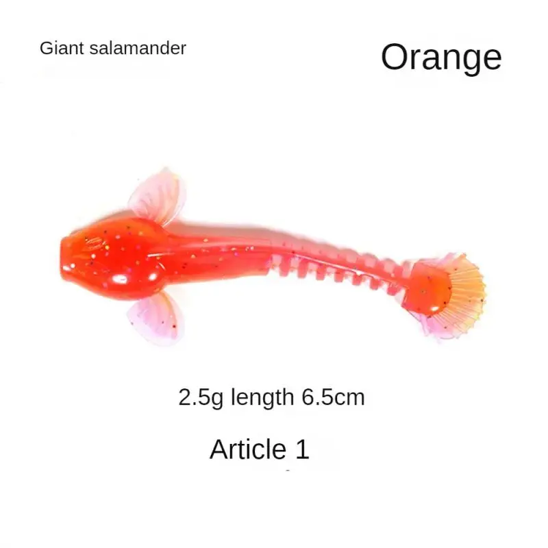 5 pçs/set isca biônica isca macia de cauda plana minhoca macia 6.5cm/9cm peixe macio simulado salamandra gigante isca falsa